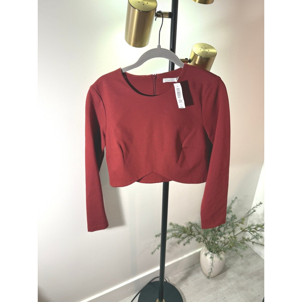 Talula Darling T-Shirt Tailored Crop Red Spicy Orange Large nwot LG euc fall